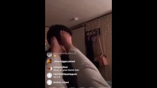 Mexican Girl makes her boyfriend worship her feet on Instagram live