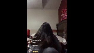 white girl with fat booty twerking in leggings on instagram live