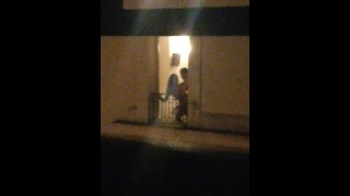 Hot blonde get fucked at the hotel’s window