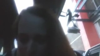 Getting car head from a white chick in public