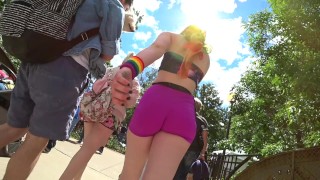 Big ass in pink shorts teen