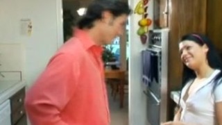 Babysitter seduced in the kitchen