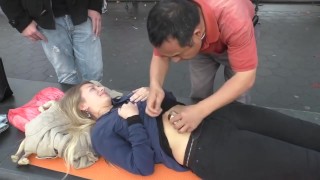 Navel Fingering And Kissing It In Public