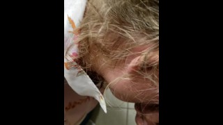 American anal dogging in public bathroom by with swallow