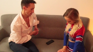 Virgin American Cheerleader Squirts and Cums for the First Time