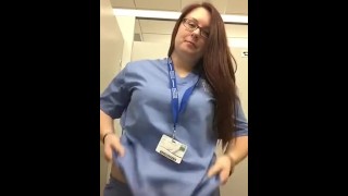 Nurse flashes tits