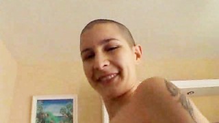 Shaved Head Girl Gets It In The Ass