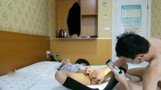 Chinese Teen Couple Hot Fuck The Neighbor Knocks on Their Door