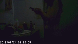 chinese village girl shower and chat with friend 贵州打工妹出租房公厕洗澡2